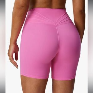 Pink High-Waisted Biker Shorts